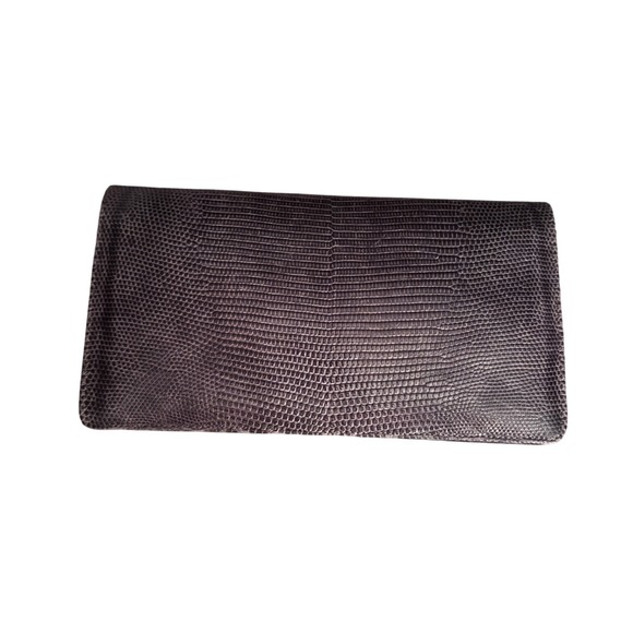 Grey Vintage Lizard Embossed Leather‎ Shoulder Bag Evening Clutch Classic Luxury